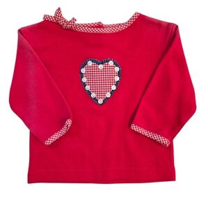 Vintage Y2k KRU Red Denim Button Heart Long Sleeved Shirt